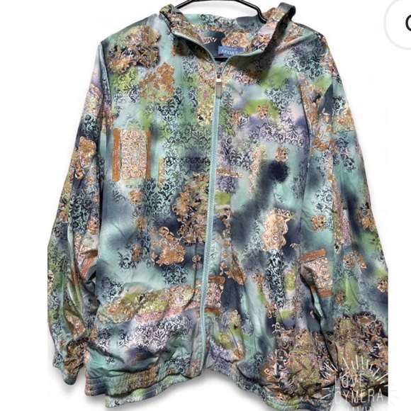 Koret Jackets & Blazers - Koret Sport Vintage Y2K Zip Up Jacket 2X Baroque Watercolor Print Windbreaker
